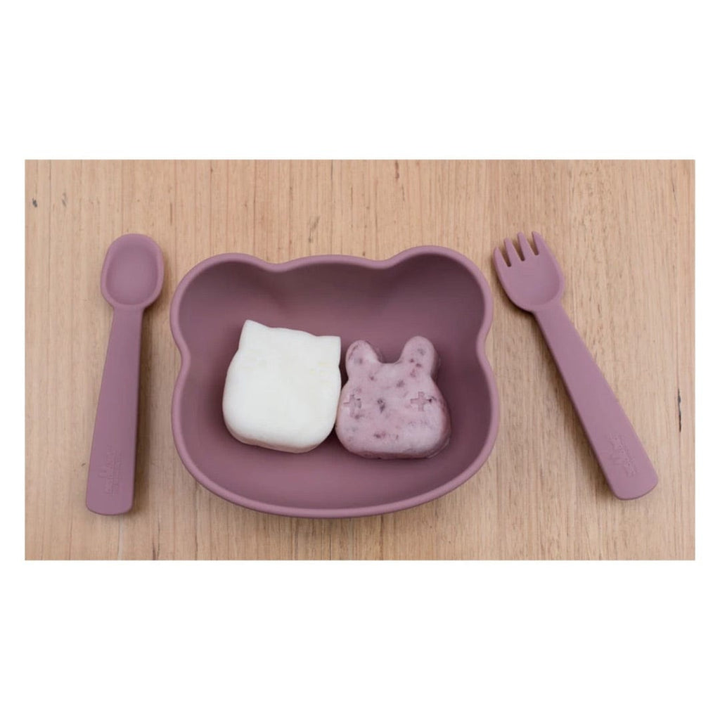 We Might Be Tiny 6 Months Plus Feedie Fork & Spoon Set - Dusty Rose