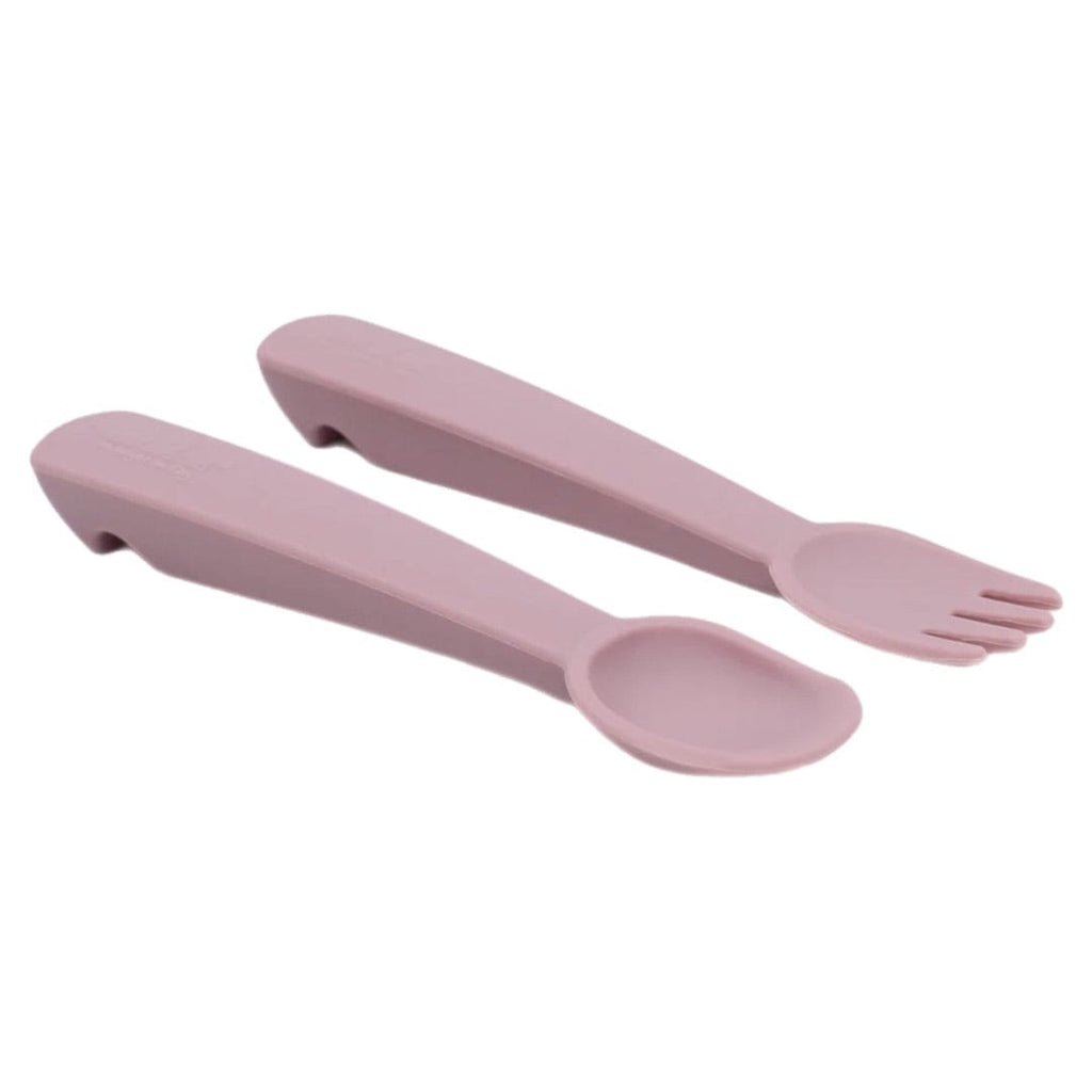 We Might Be Tiny 6 Months Plus Feedie Fork & Spoon Set - Dusty Rose