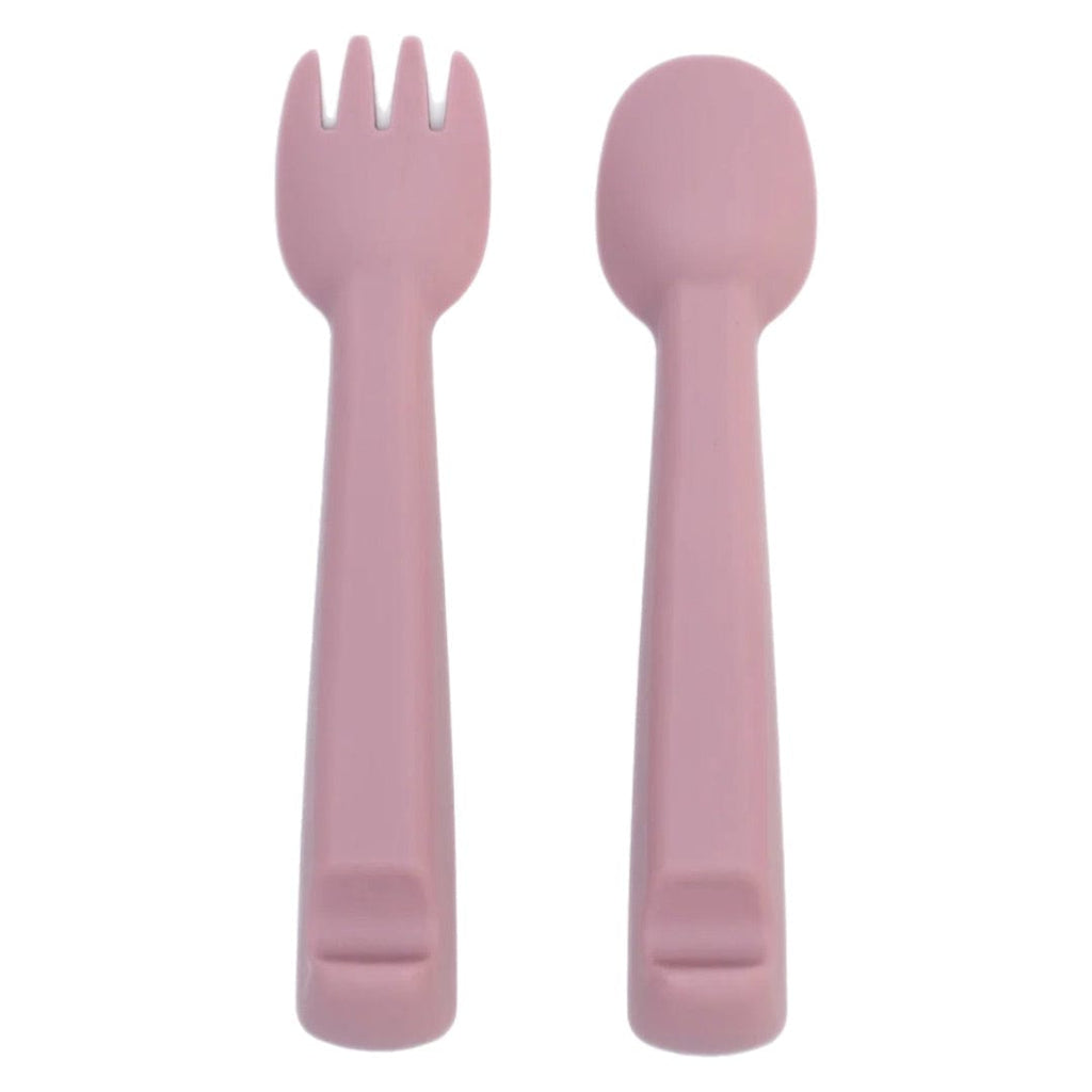 We Might Be Tiny 6 Months Plus Feedie Fork & Spoon Set - Dusty Rose