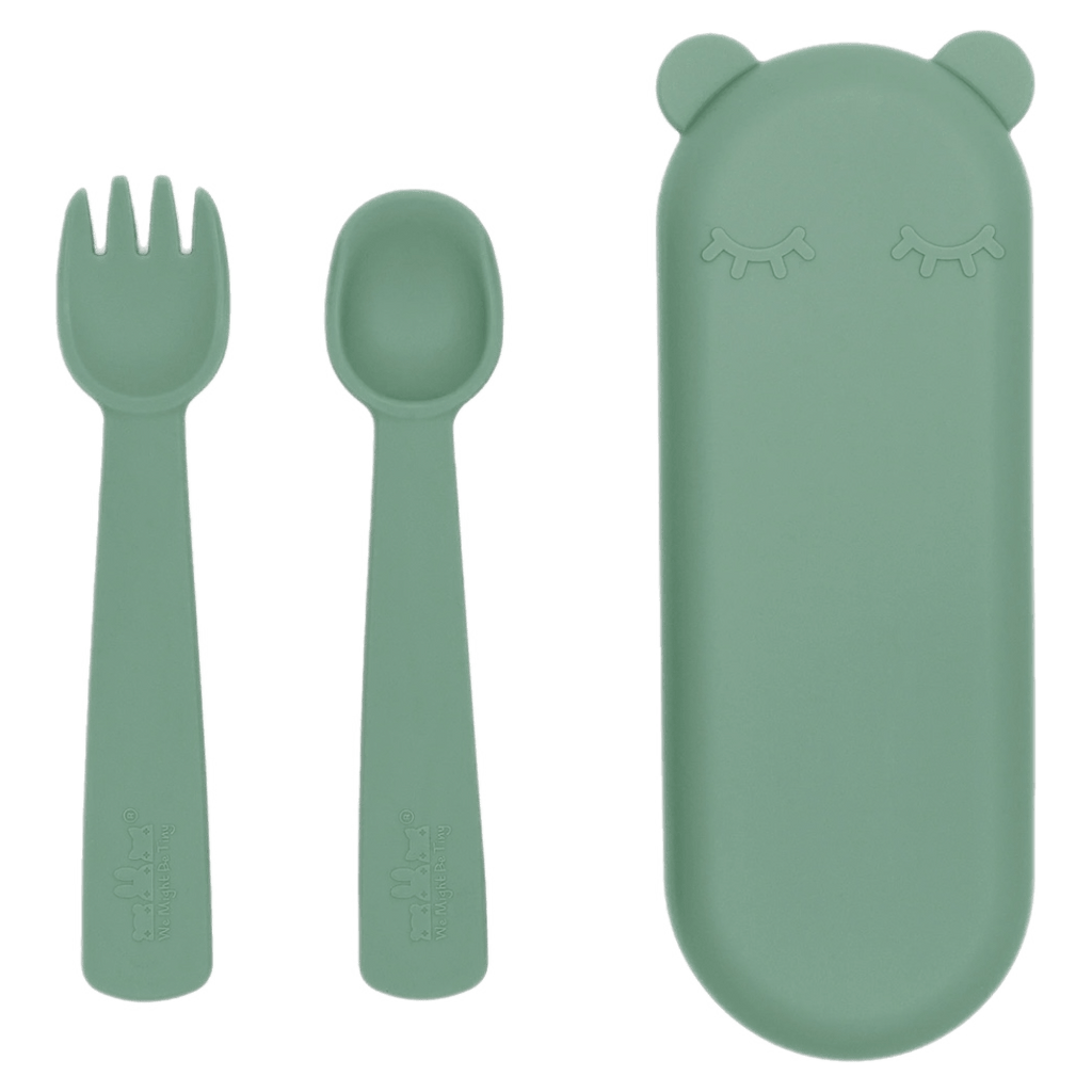 We Might Be Tiny 6 Months Plus Feedie Fork & Spoon Set - Sage