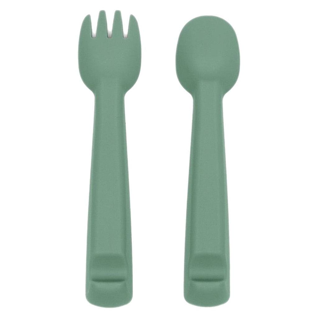 We Might Be Tiny 6 Months Plus Feedie Fork & Spoon Set - Sage