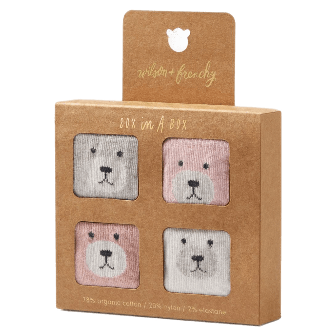 Wilson & Frenchy 0-3 Months to 1-2 Years 0-3M 4 Pack Baby Socks - Buttermilk. Oat, Fairy Pink, Plum