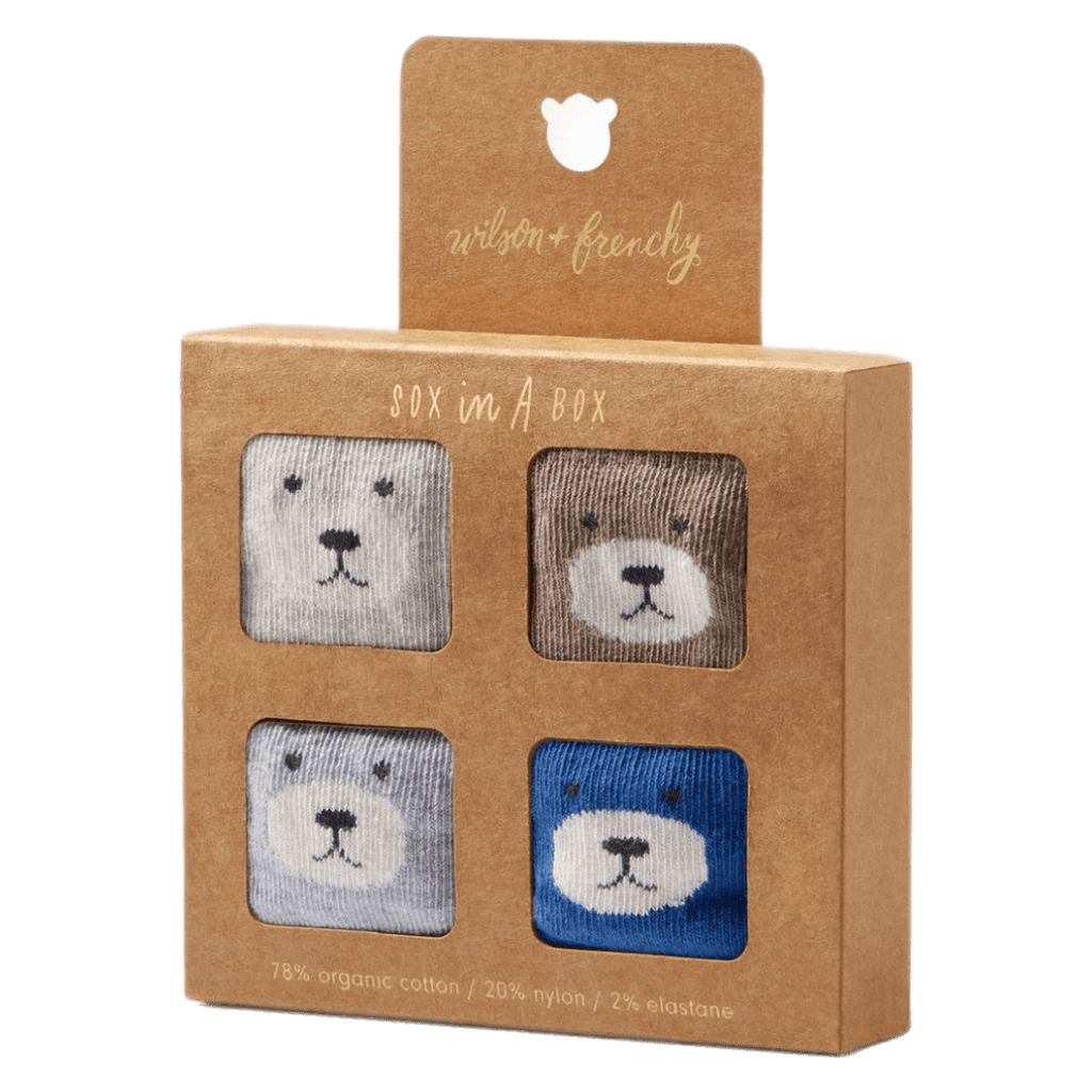 Wilson & Frenchy 0-3 Months to 1-2 Years 0-3M 4 Pack Baby Socks - Oat, Cloud, Blue, Walnut