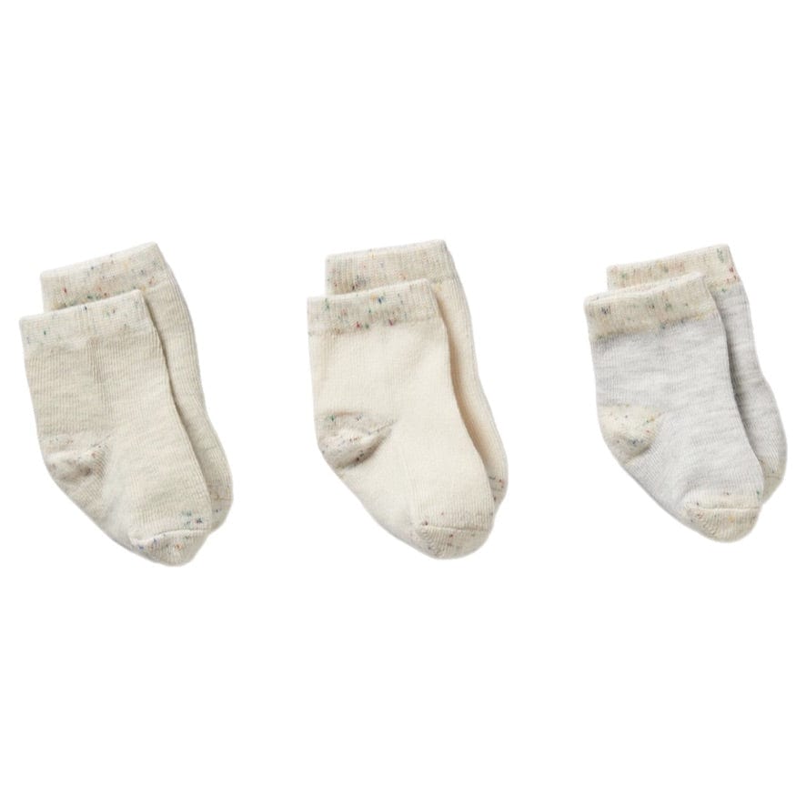 Wilson & Frenchy 0-3 Months to 1-2 Years 3 Pack Baby Socks - Cream, Oatmeal, Grey Cloud