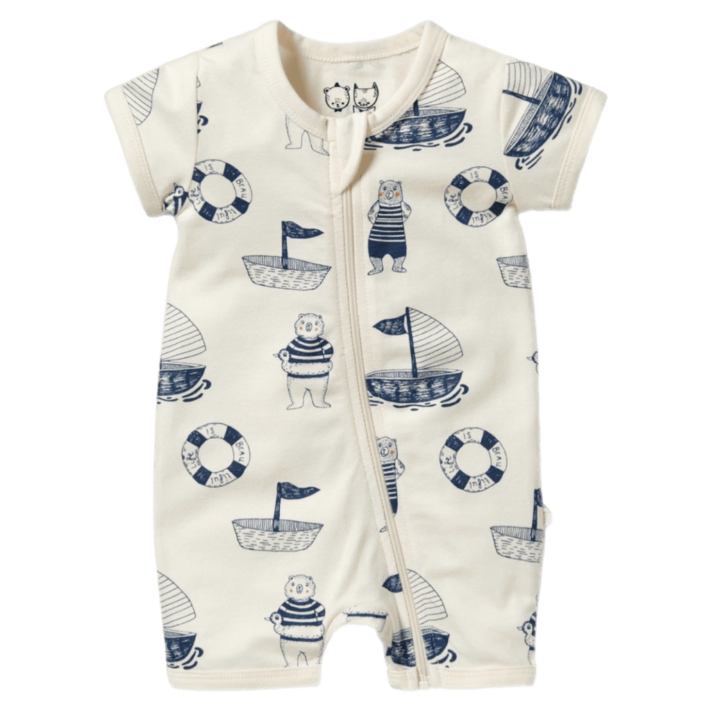 Wilson & Frenchy 0-3 Months to 12-18 Months 0-3M Boyleg Zipsuit - Nautical Bear