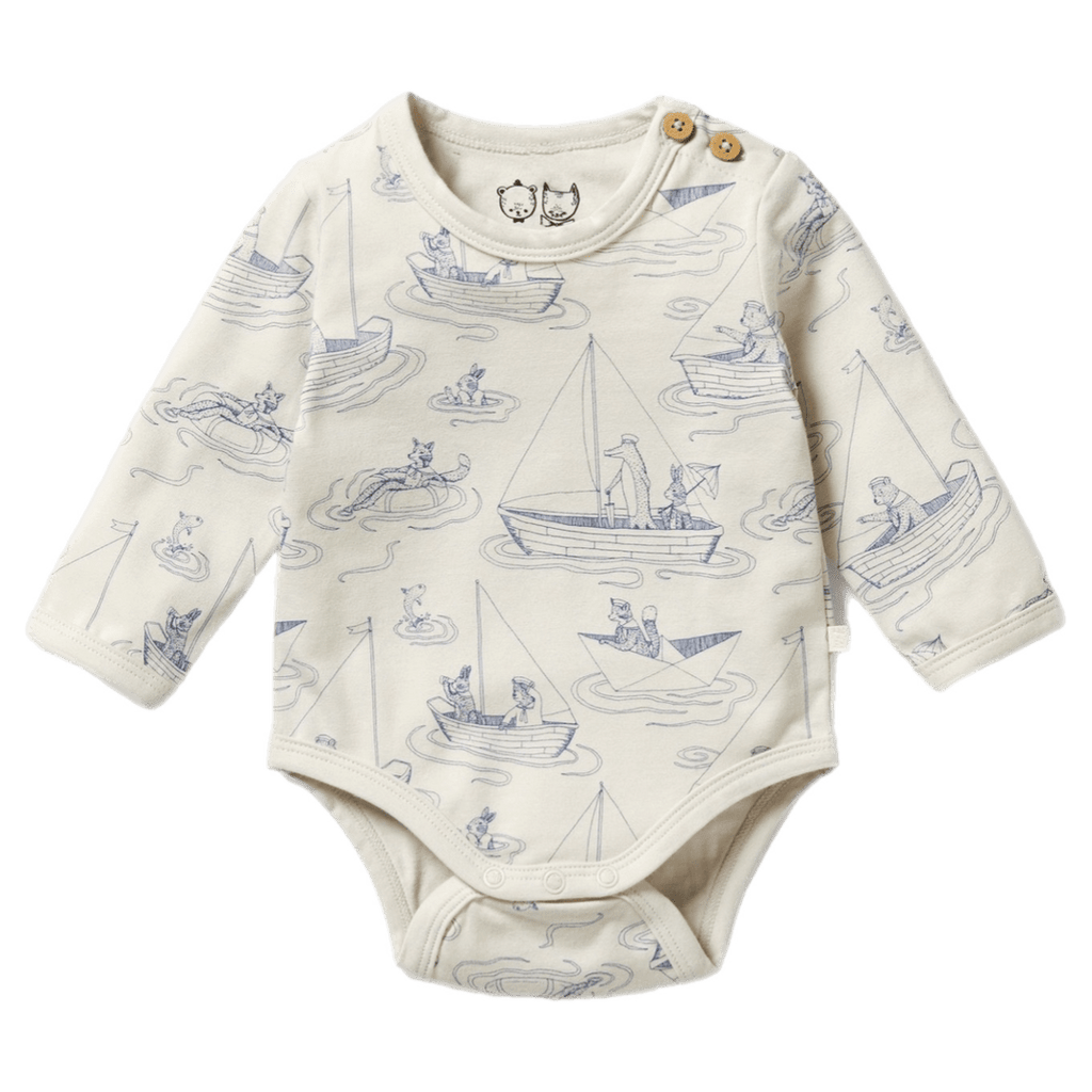 Wilson & Frenchy 0-3 Months to 12-18 Months Long Sleeve Bodysuit - Sail Away