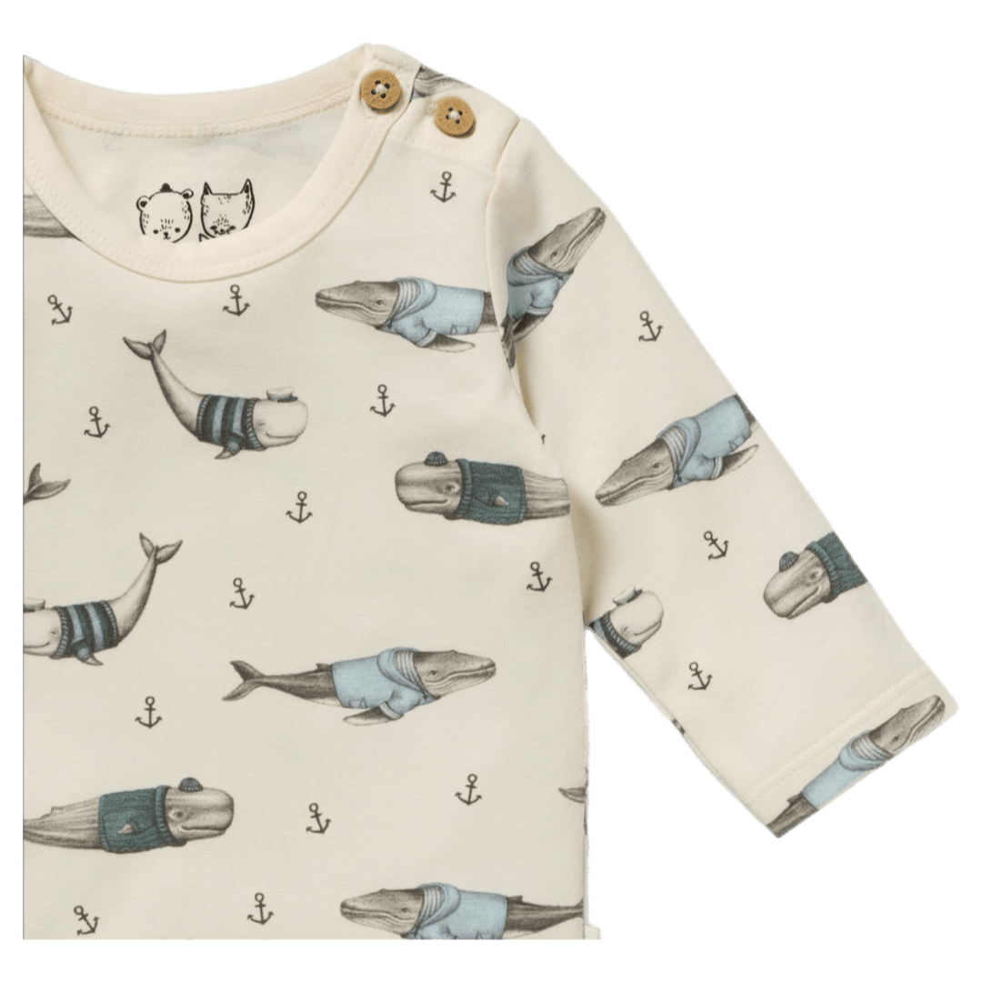 Wilson & Frenchy 0-3 Months to 12-18 Months Long Sleeve Bodysuit - Woolly  Whales