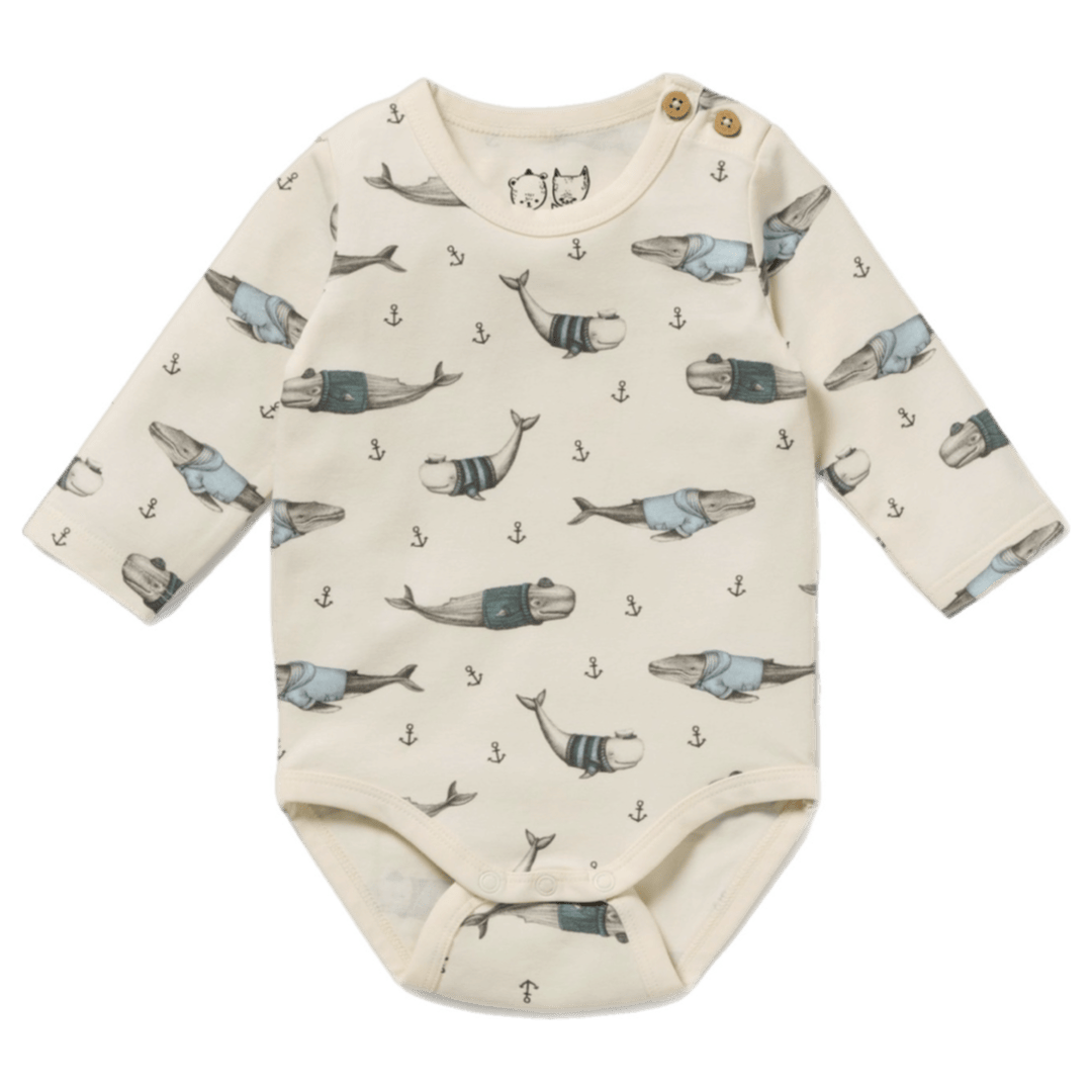 Wilson & Frenchy 0-3 Months to 12-18 Months Long Sleeve Bodysuit - Woolly  Whales