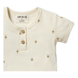 Wilson & Frenchy 0-3 Months to 12-18 Months Short Sleeve Henley Bodysuit - Bee Mine