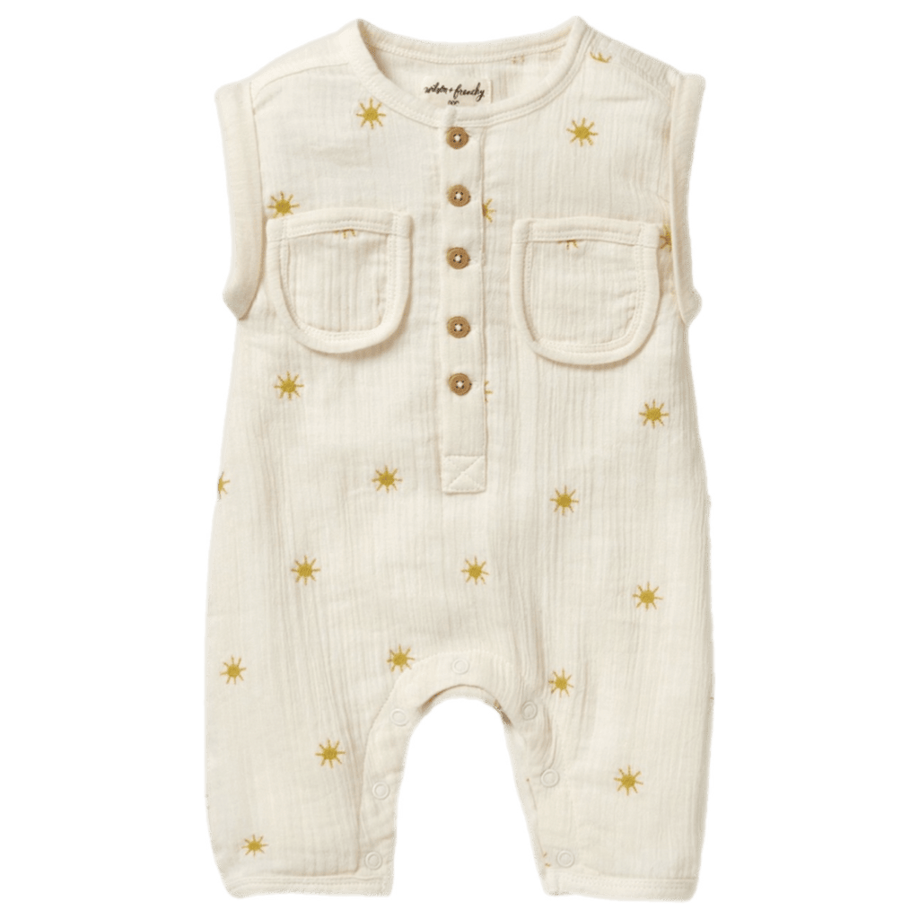 Wilson & Frenchy 0-3 Months to 18-24 Months 0-3M Crinkle Growsuit - Sunshine