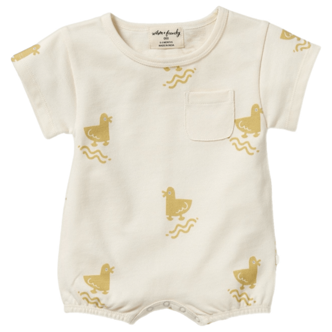 Wilson & Frenchy 0-3 Months to 18-24 Months 0-3M Short Sleeve Growsuit - Quack Quack