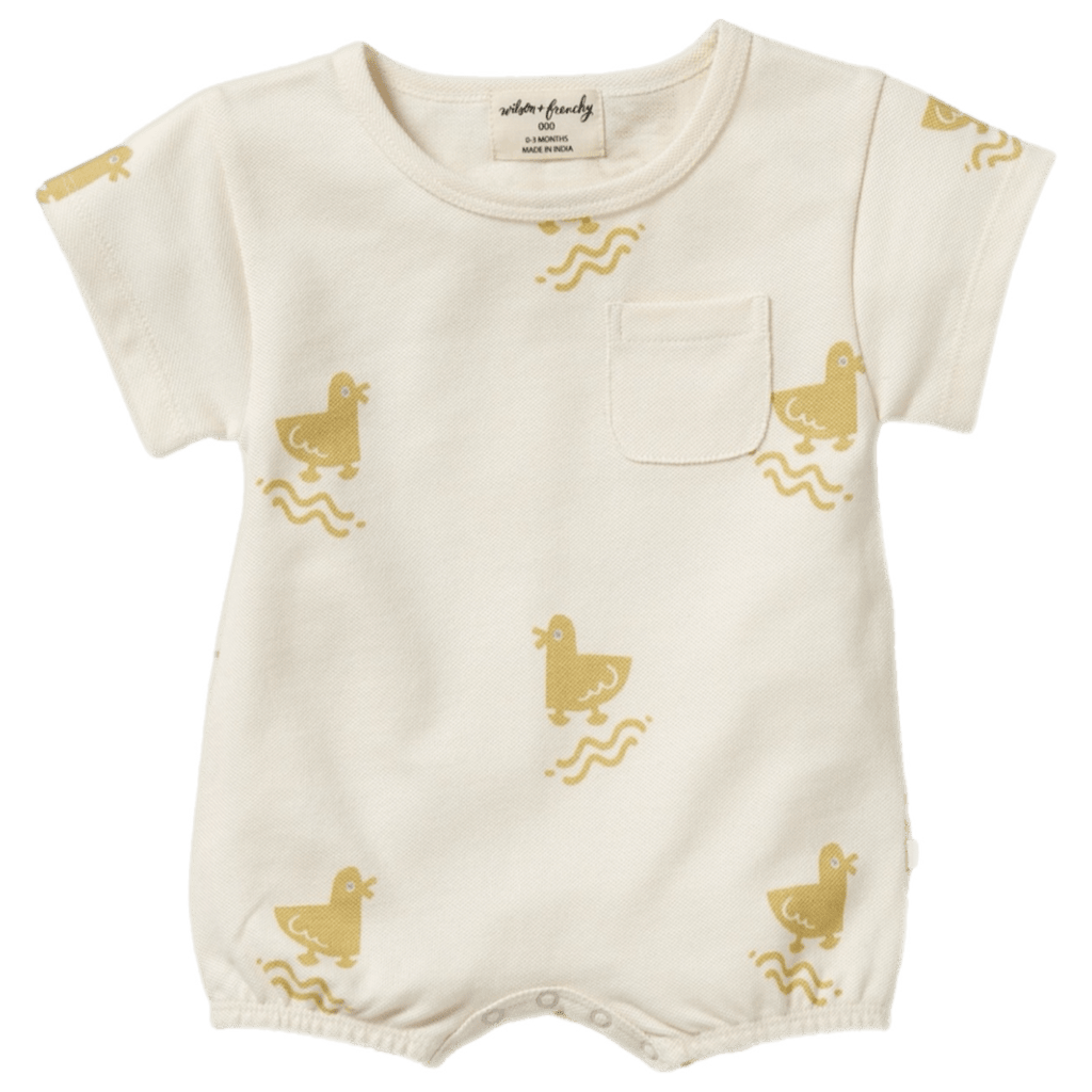 Wilson & Frenchy 0-3 Months to 18-24 Months 0-3M Short Sleeve Growsuit - Quack Quack