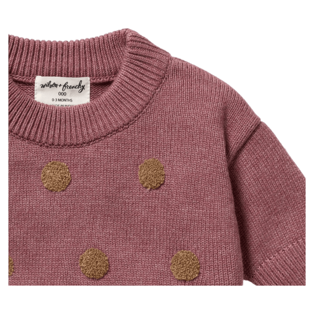 Wilson & Frenchy 0-3 Months to 5 Years Knitted Bauble Jumper - Rhubarb
