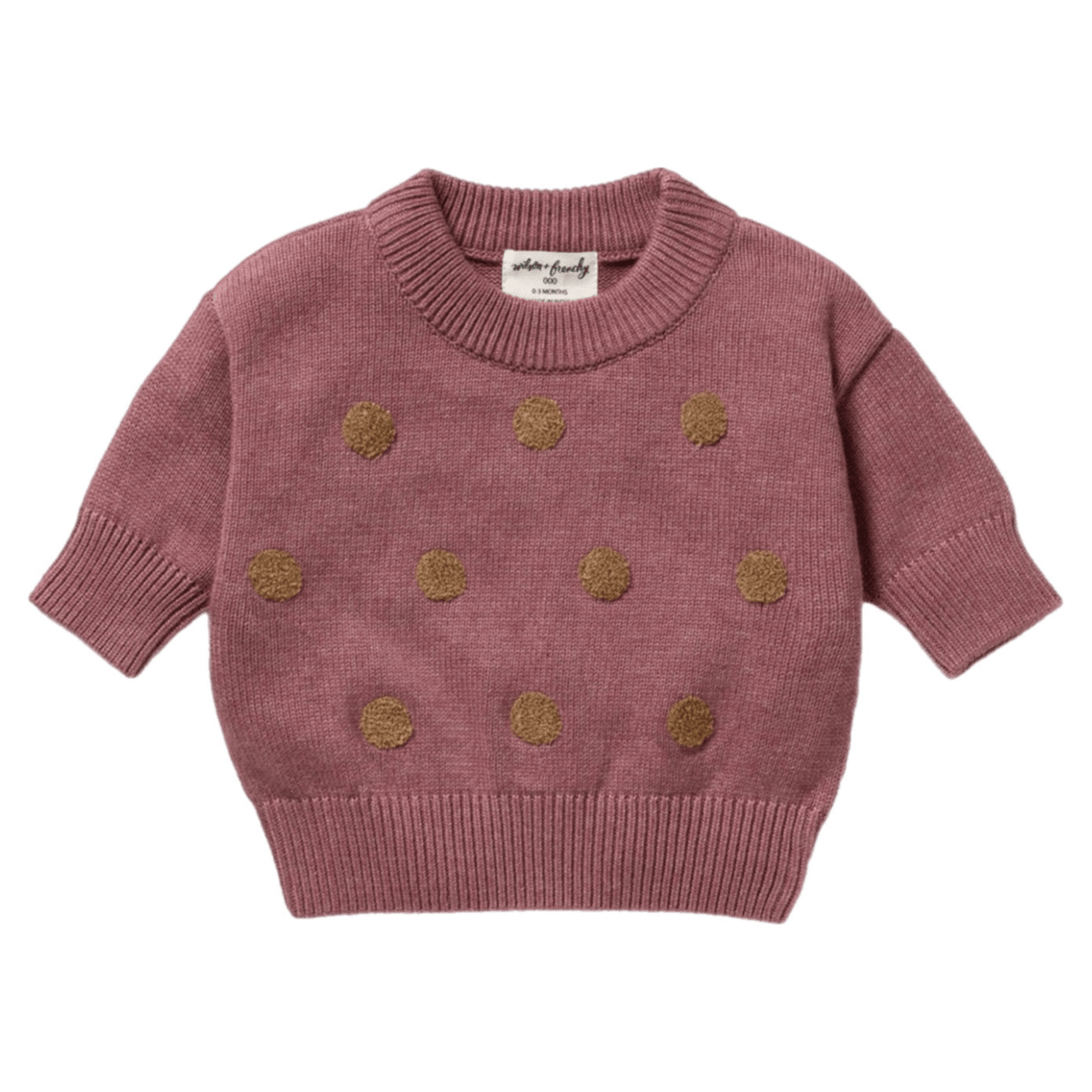 Wilson & Frenchy 0-3 Months to 5 Years Knitted Bauble Jumper - Rhubarb