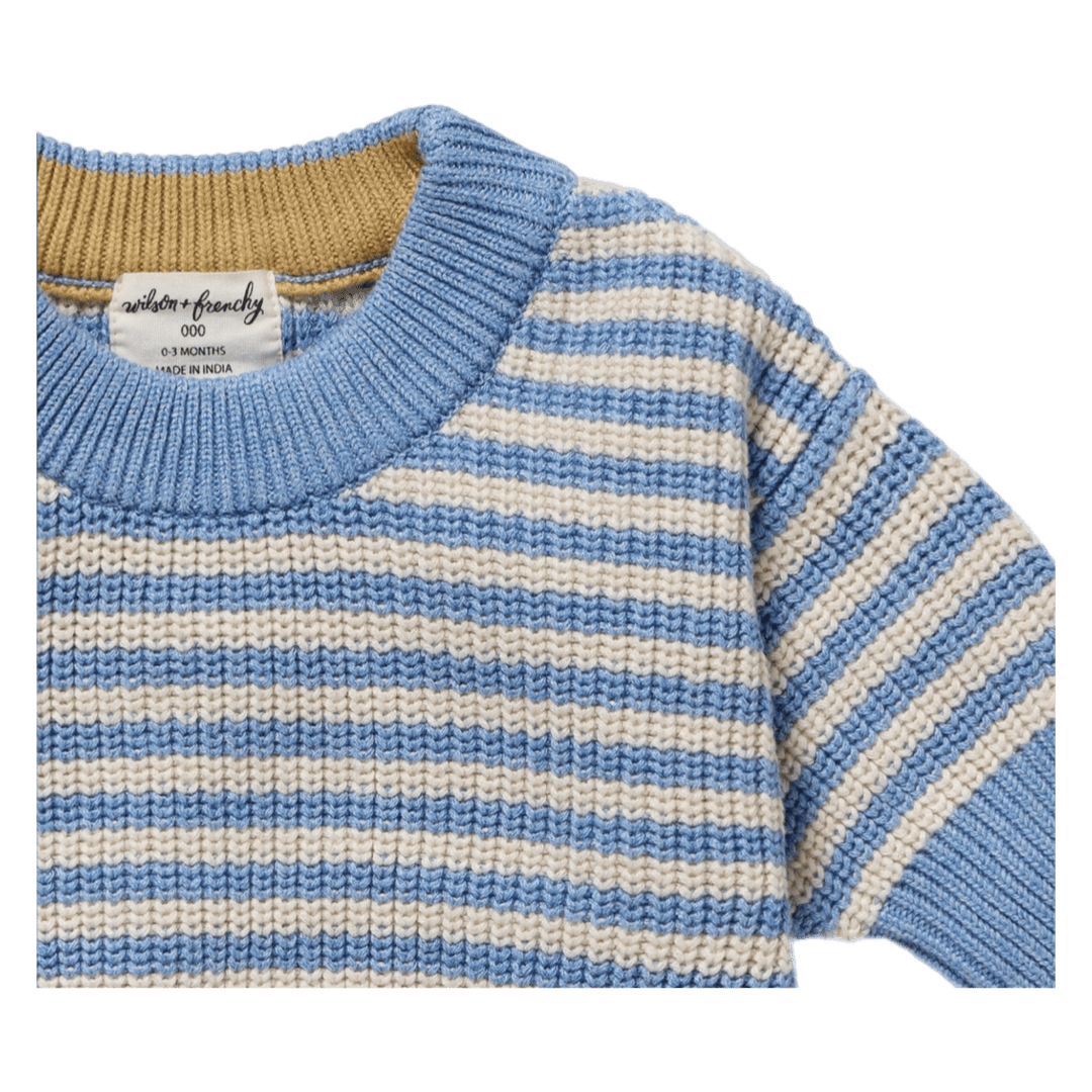 Wilson & Frenchy 0-3 Months to 5 Years Knitted Stripe Jumper - Frosted Blue