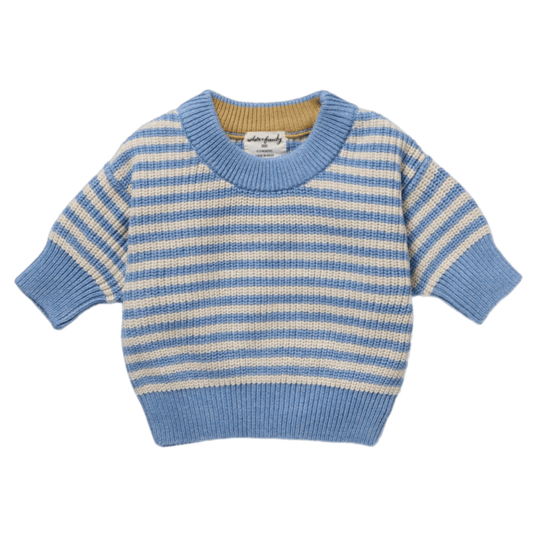 Wilson & Frenchy 0-3 Months to 5 Years Knitted Stripe Jumper - Frosted Blue
