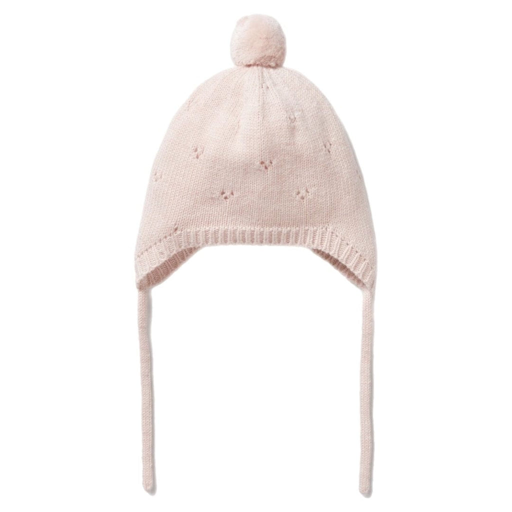 Wilson & Frenchy 0-3 Months to 6-12 Months Knitted Pointelle Bonnet - Pink
