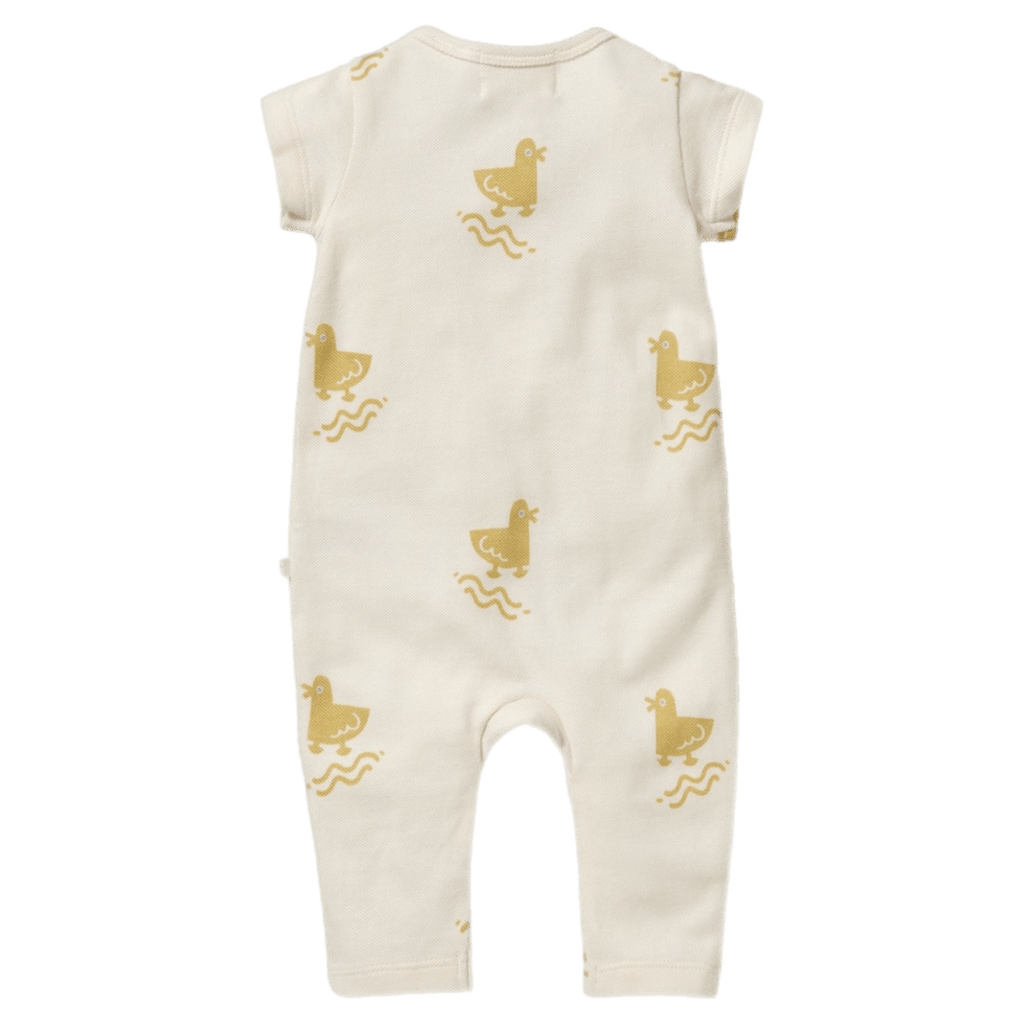 Wilson & Frenchy 0-3 Months to 6-12 Months Short Sleeve Ruffle Zipsuit - Quack Quack