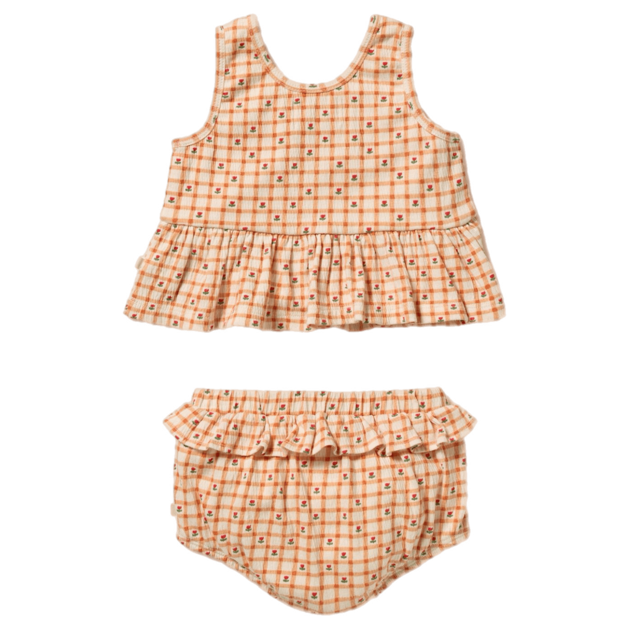 Wilson & Frenchy 3-6 Months to 12-18 Months Crinkle Ruffle Set - Checkerberry
