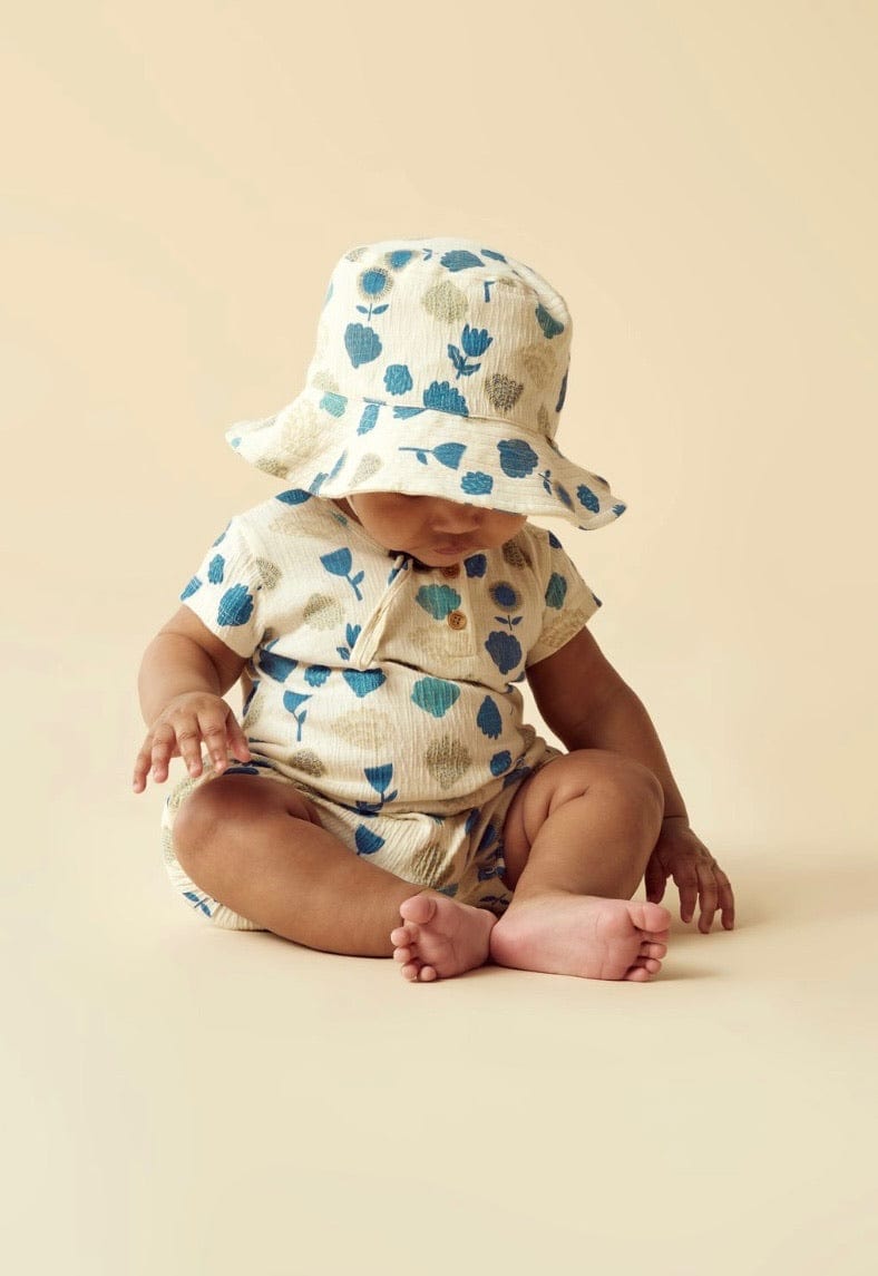 Wilson & Frenchy 3-6 Months to 18-24 Months Crinkle Henley Playsuit - Ocean Breeze