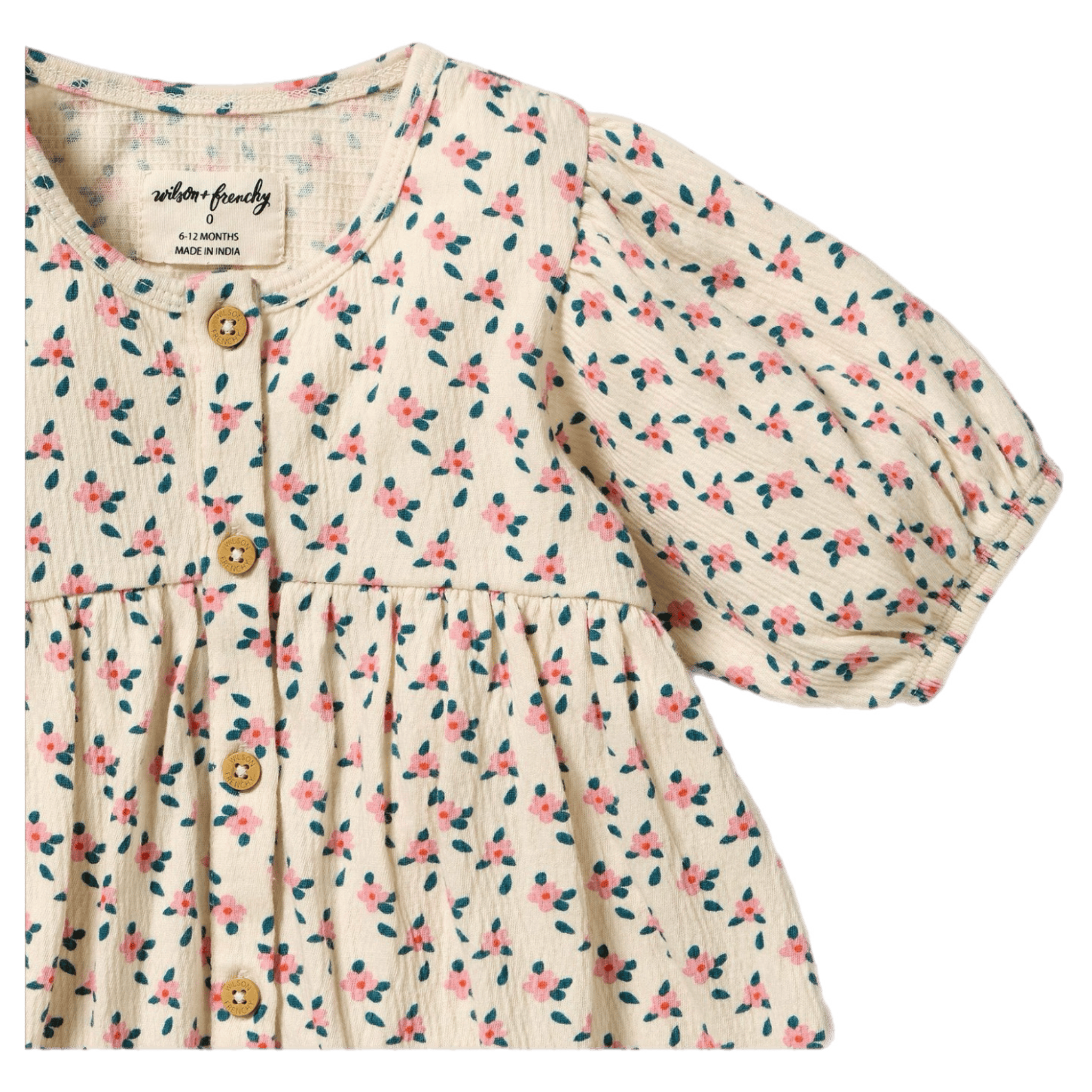 Wilson & Frenchy 3-6 Months to 5 Years Crinkle Button Dress - Little Blossom