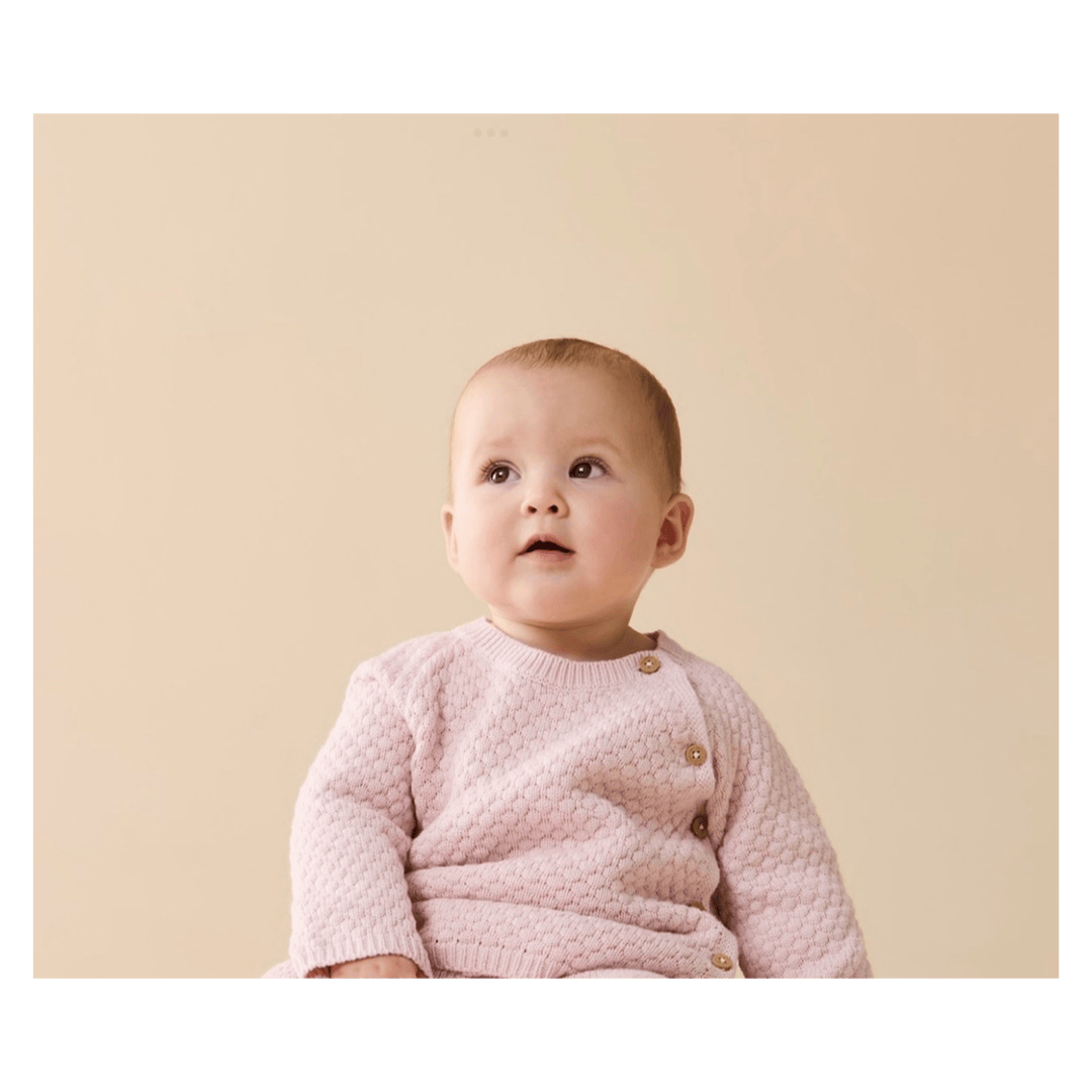 Wilson & Frenchy Newborn to 0-3 Months Knitted Bubble Kimono Cardigan - Marshmallow