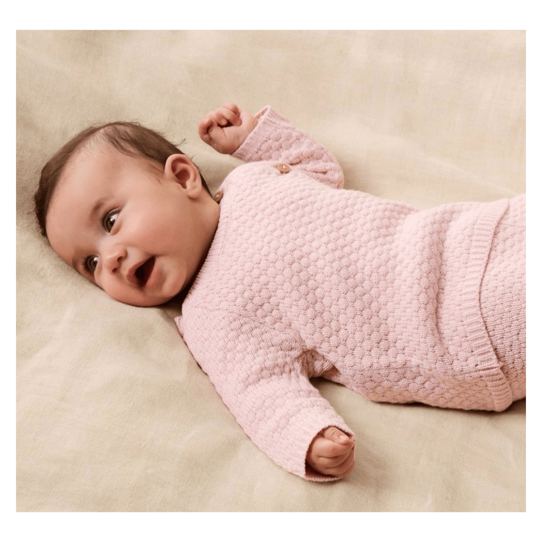 Wilson & Frenchy Newborn to 0-3 Months Knitted Bubble Kimono Cardigan - Marshmallow