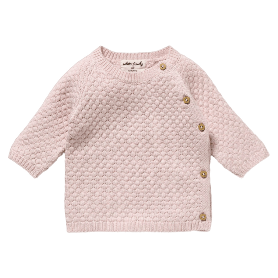 Wilson & Frenchy Newborn to 0-3 Months Knitted Bubble Kimono Cardigan - Marshmallow