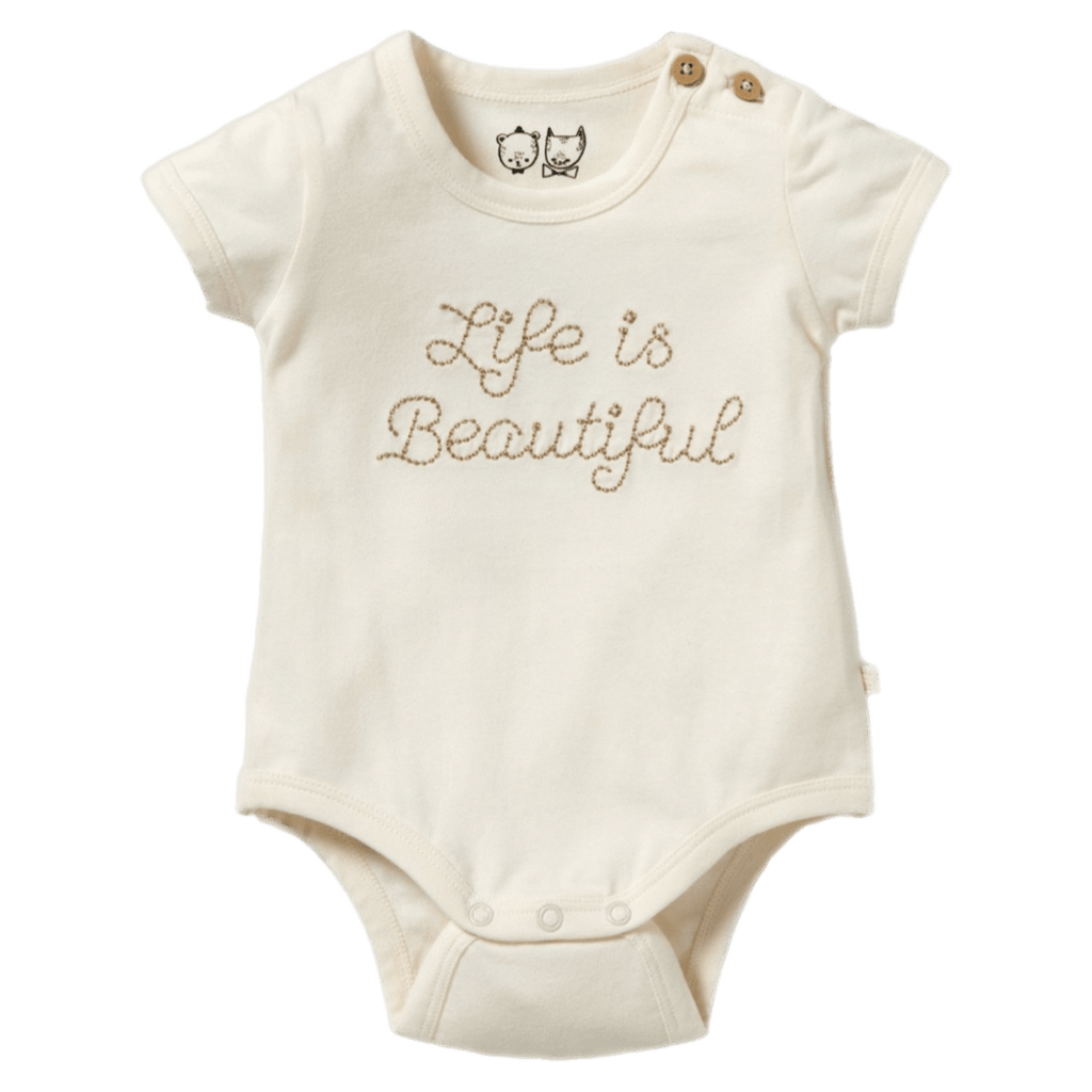 Wilson & Frenchy Newborn to 12-18 Months NB Short Sleeve Bodysuit - Life is Beautiful