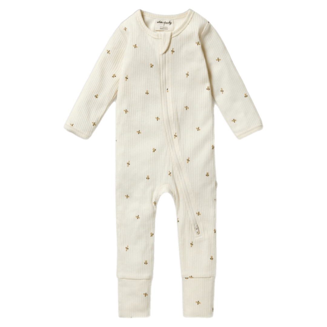 Wilson & Frenchy Newborn to 12-18 Months NB Zipsuit with Feet - Bee Mine