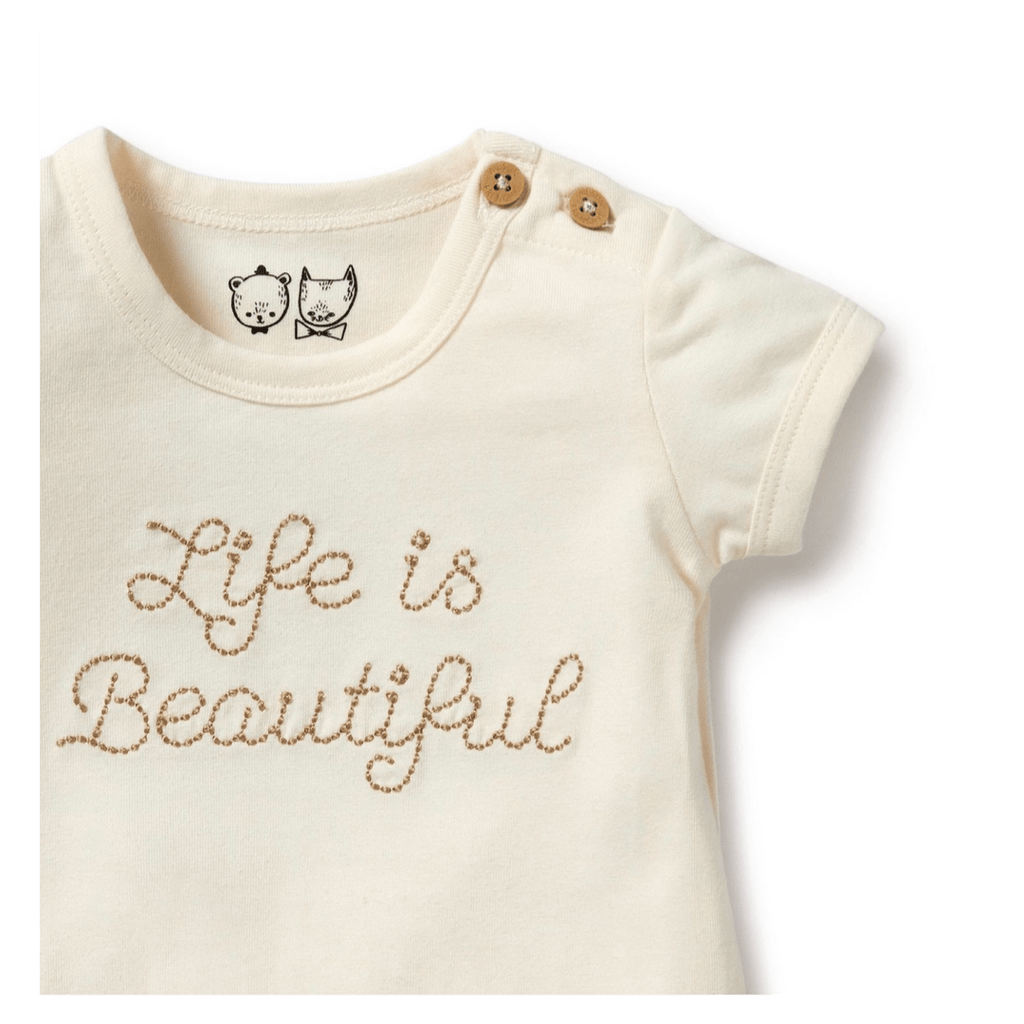 Wilson & Frenchy Newborn to 12-18 Months Short Sleeve Bodysuit - Life is Beautiful