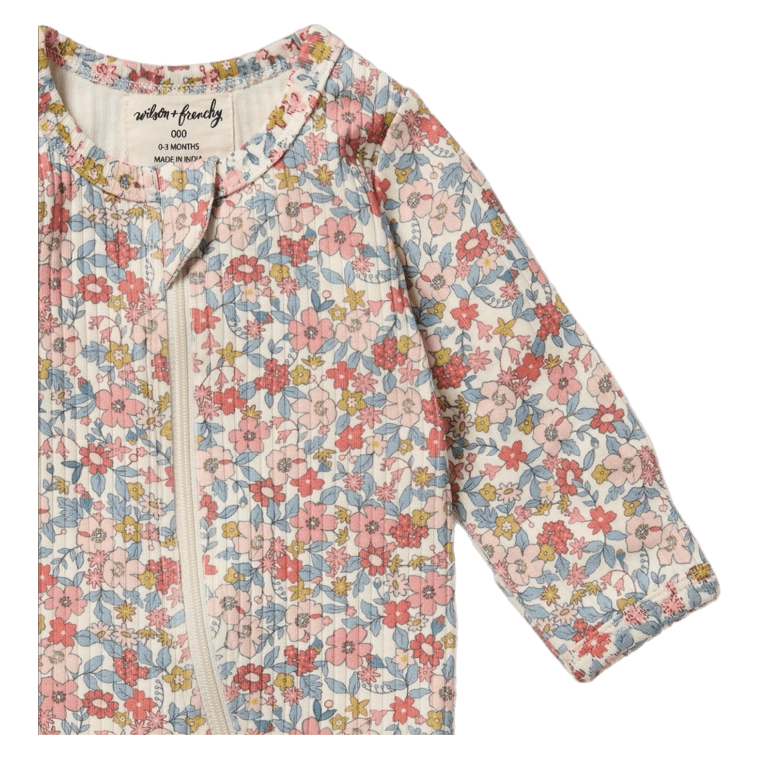 Wilson & Frenchy Newborn to 12-18 Months Zipsuit with Feet - Summer Bloom