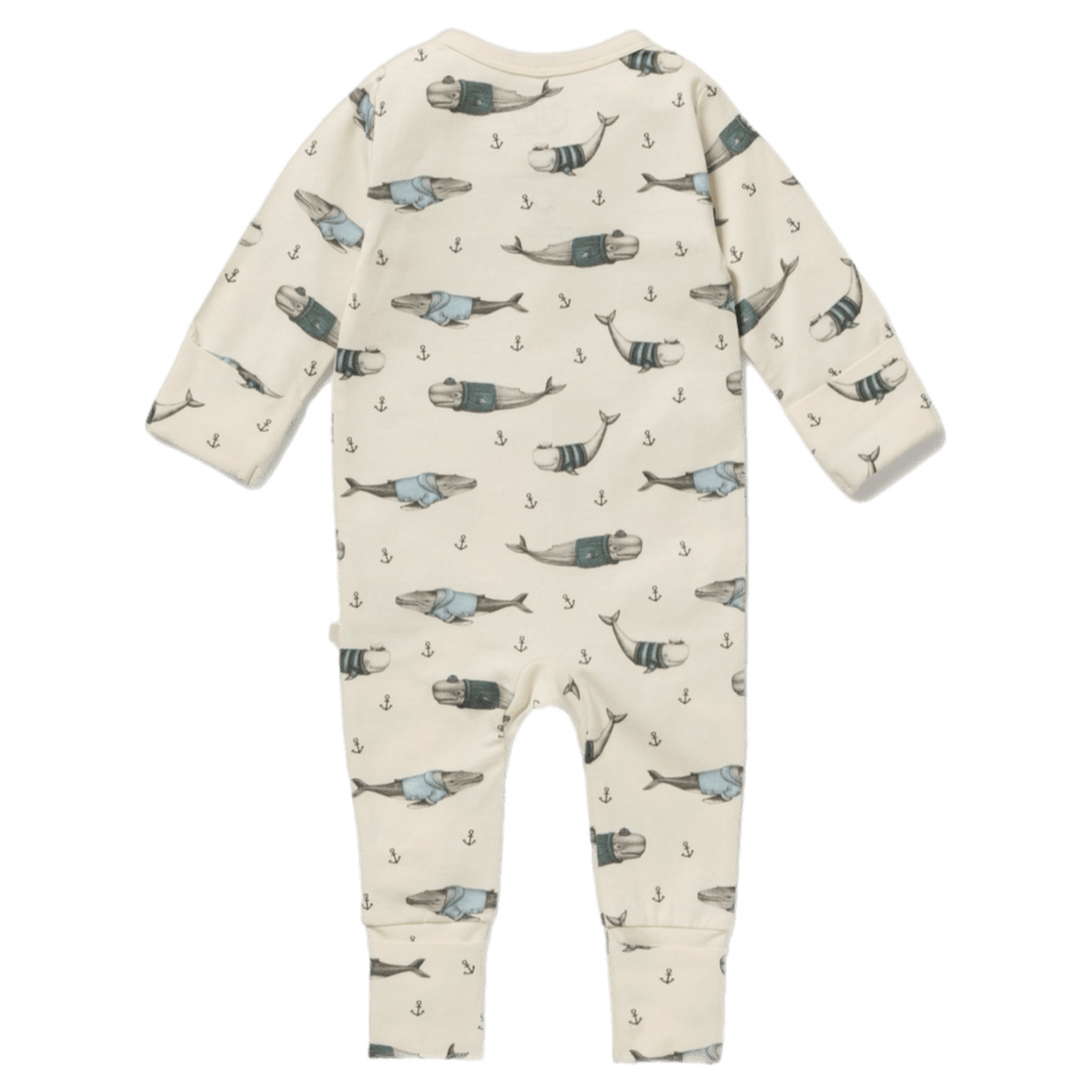 Wilson & Frenchy Newborn to 12-18 Months Zipsuit with Feet - Woolly Whales