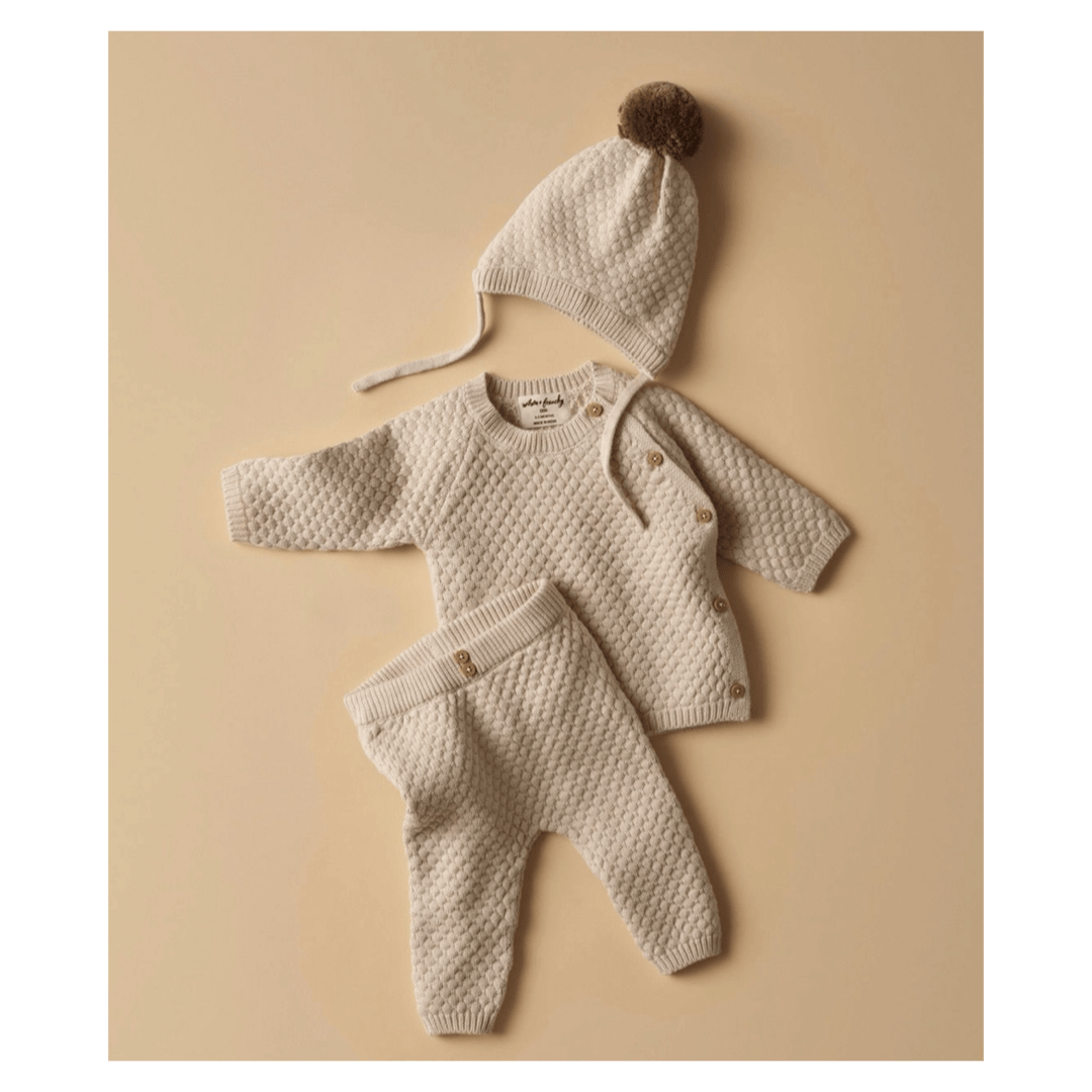 Wilson & Frenchy Newborn to 3-6 Months Knitted Bubble Bonnet - Cream