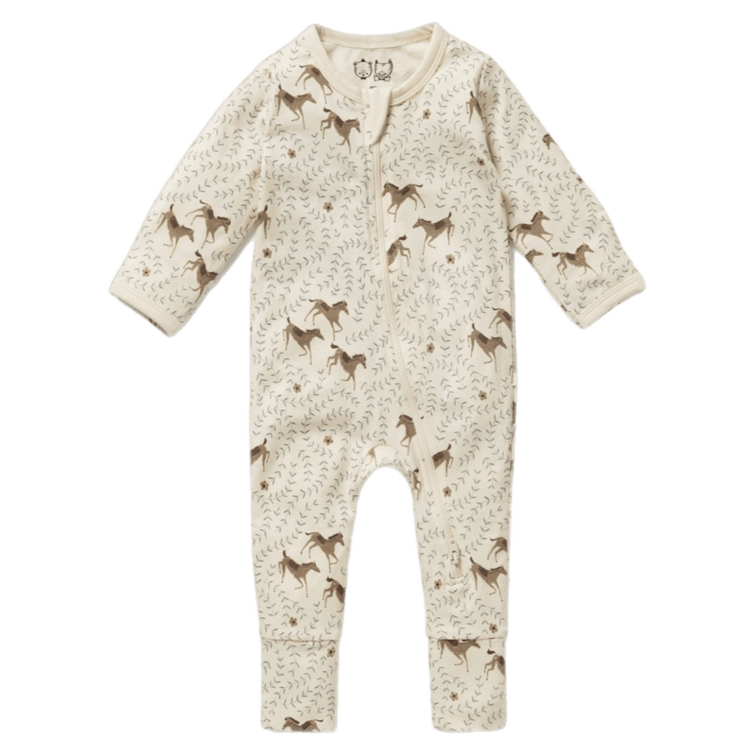 Wilson & Frenchy Newborn to 6-12 Months NB Zipsuit with Feet - Trixie Horse