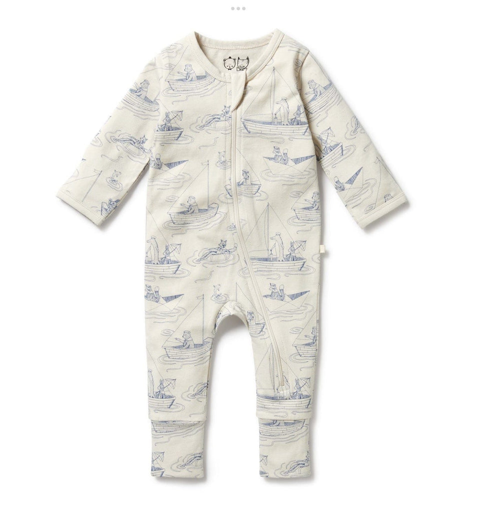 Wilson & Frenchy Newborn to 6-12 Months Zipsuit with Feet - Sail Away