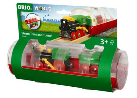 Brio 3 Plus Tunnel & Steam Train - 3 Pieces