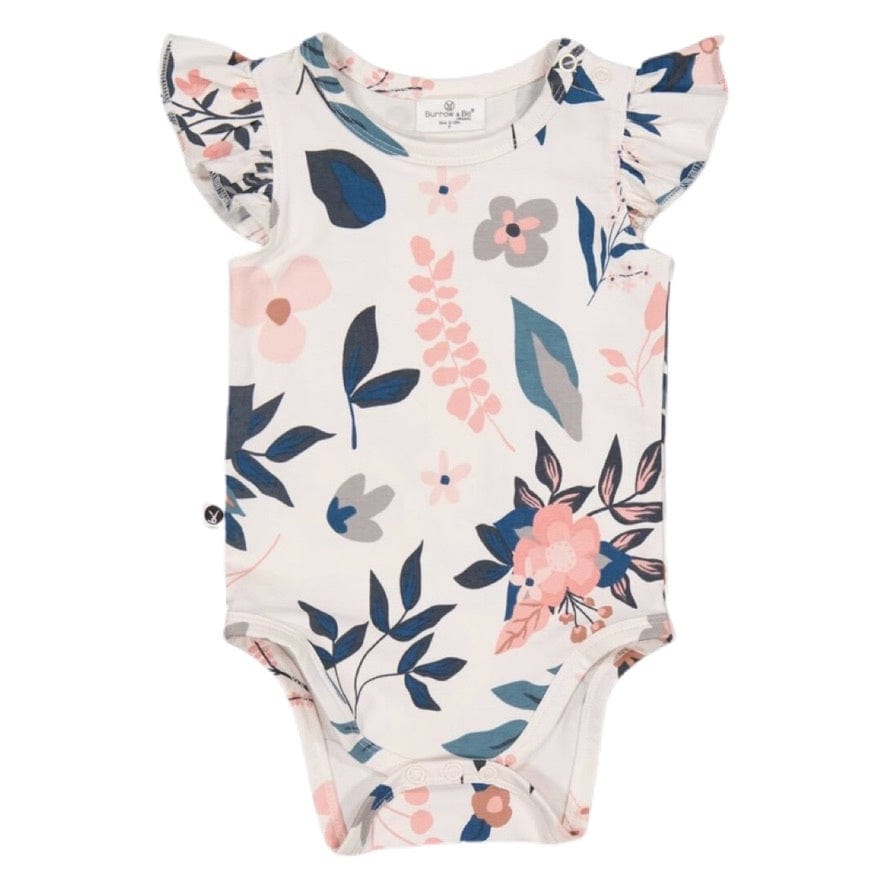 Burrow & Be 0-3 Months to 1 Yr Flutter Sleeve Bodysuit - Pink Clementine