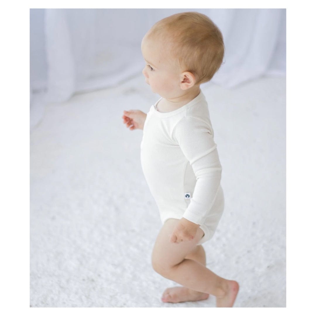 Burrow & Be 0-3 Months to 1 Yr Henley Rib Body Suit - Natural