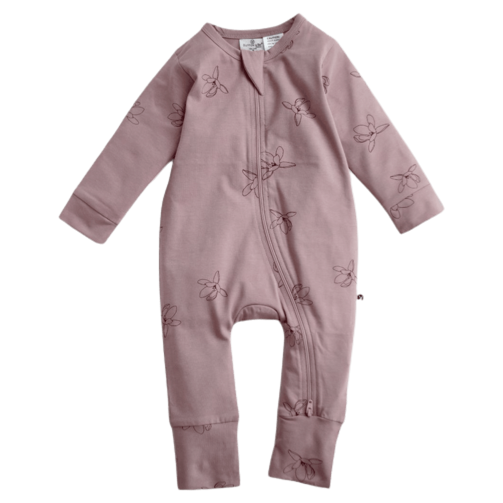 Burrow & Be 0-3 Months to 1 Yr Zip Suit Long Sleeve - Magnolia