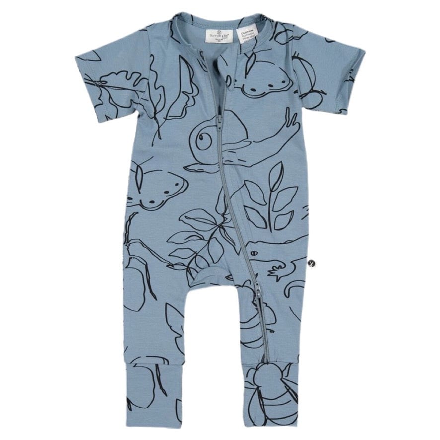 Burrow & Be 0-3 Months to 6-12 Months Short Sleeve Zip Suit - Giant Bugs