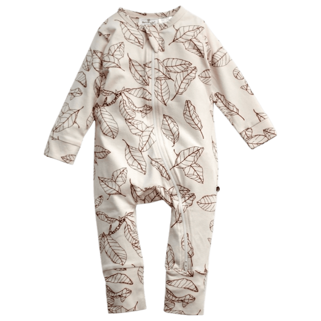 Burrow & Be Newborn to 1 Year Zip Suit Long Sleeve - Leaves