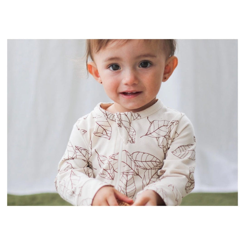 Burrow & Be Newborn to 1 Year Zip Suit Long Sleeve - Leaves