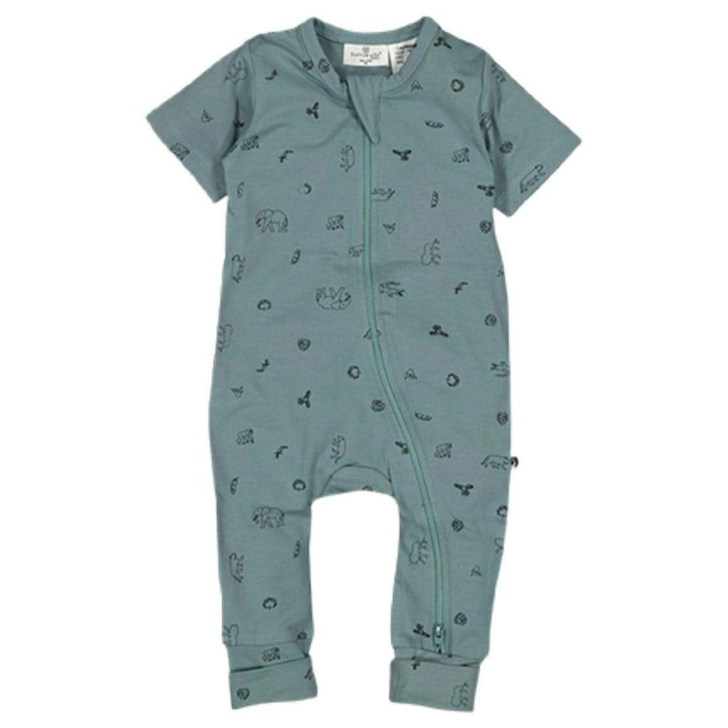 Burrow & Be Newborn to 1 Year Zip Suit Short Sleeve - Junglette