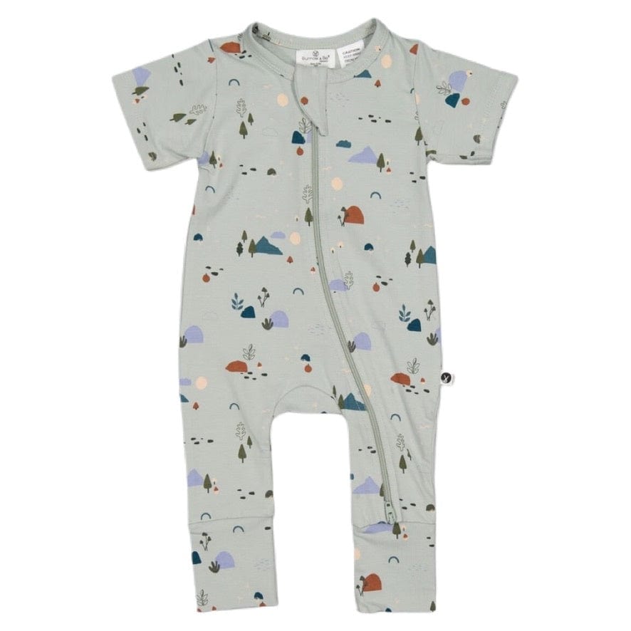 Burrow & Be Newborn to 6-12 Months Short Sleeve Zip Suit - Garden Treasures