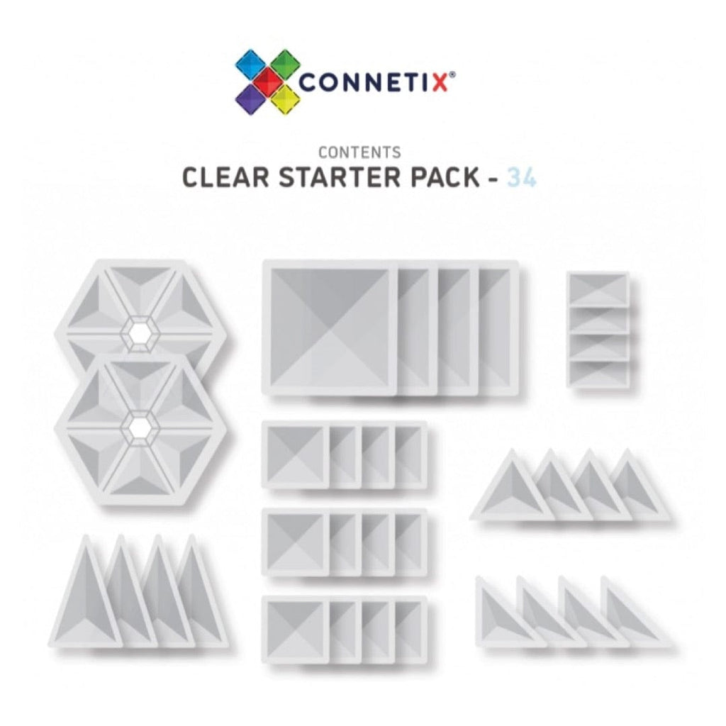 Connetix 3 Plus 34 Piece Clear Pack