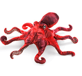 Folkmanis 3 Plus Hand Puppet - Animal - Red Octopus