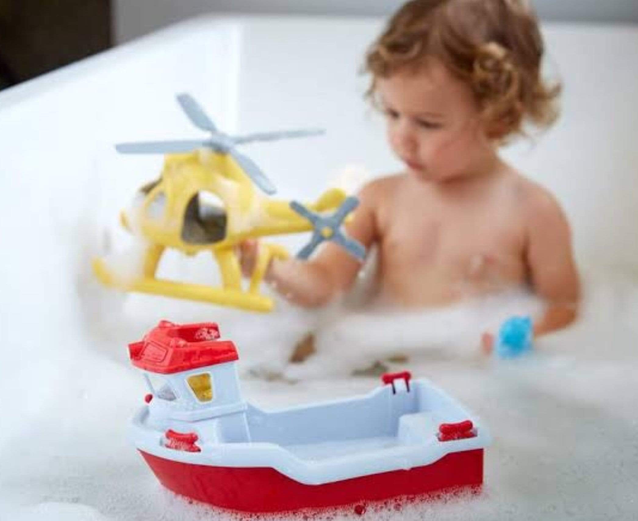 Green Toys 2 Plus Rescue Boat and Helicopter
