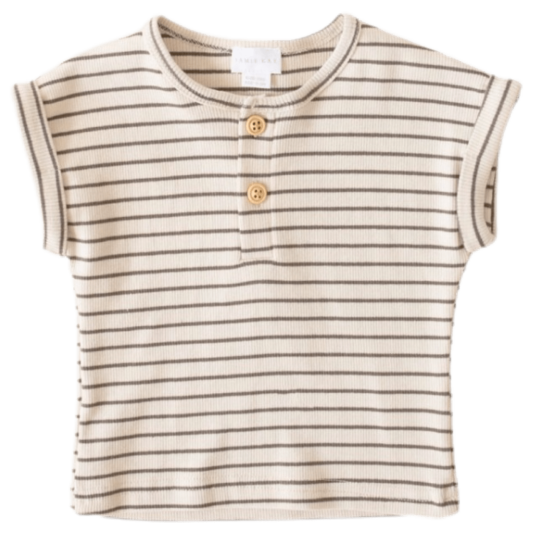 Jamie Kay 3-6 Months to 3Y Fine Rib Parker Top - Oatmeal Mini Stripe