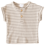 Jamie Kay 3-6 Months to 3Y Fine Rib Parker Top - Oatmeal Mini Stripe